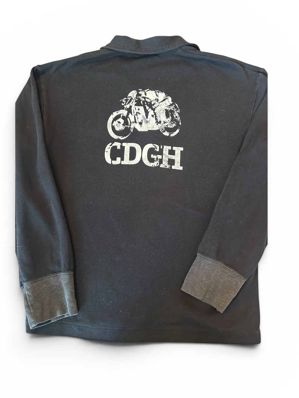 CDGH 2005 Vintage Bike 3Quarter Zip Black Long-Sleeve Graphic Polo